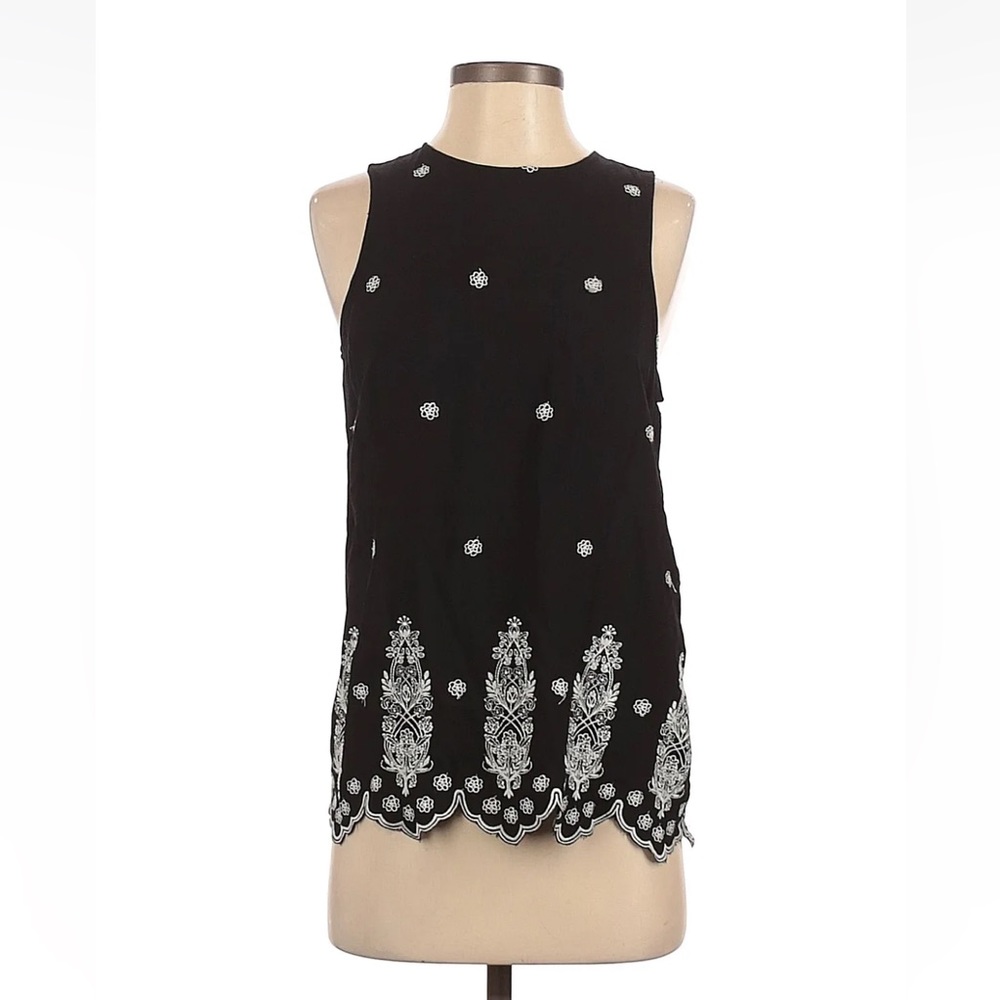 Love Tree Black Embellished Flowy Tank Top Blouse Size Small